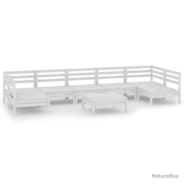 Salon de jardin meuble d'ext�rieur ensemble de mobilier 8 pi�ces blanc bois de pin massif 02_0017781