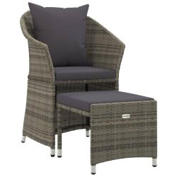 Salon de jardin meuble d'ext&eacute;rieur ensemble de mobilier 2 pi&egrave;ces avec coussins gris r&eacute;sine tress&eacute;e