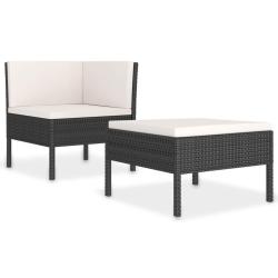 Salon de jardin meuble d'ext&eacute;rieur ensemble de mobilier 2 pi&egrave;ces avec coussins r&eacute;sine tress&eacute;e noir