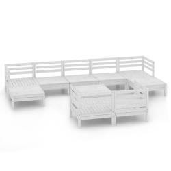 Salon de jardin meuble d'ext&eacute;rieur ensemble de mobilier 10 pi&egrave;ces blanc bois de pin massif 02_00151
