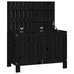 Coffre bo&icirc;te meuble de jardin rangement 76 x 42,5 x 54 cm bois massif pin noir 02_0013115