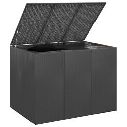 Bo&icirc;te &agrave; coussins coffre de rangement de jardin r&eacute;sine tress&eacute;e 145 x 100 x 103 cm noir 02_0013163