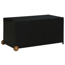 Coffre bo&icirc;te meuble de jardin rangement 120 x 65 x 61 cm r&eacute;sine tress&eacute;e noir 02_0013110