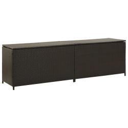 Coffre bo&icirc;te meuble de jardin rangement r&eacute;sine tress&eacute;e 200 x 50 x 60 cm marron 02_0013123