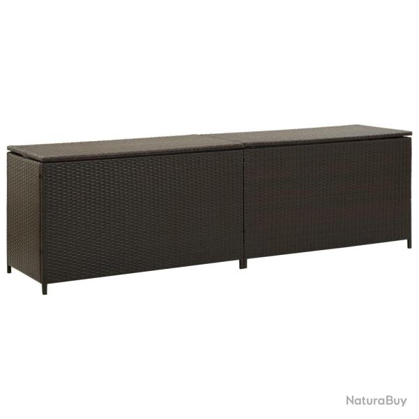 Coffre bo�te meuble de jardin rangement r�sine tress�e 200 x 50 x 60 cm marron 02_0013123
