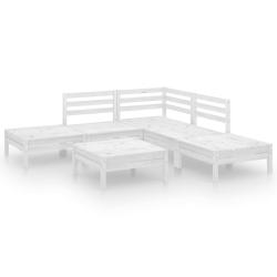 Salon de jardin meuble d'ext&eacute;rieur ensemble de mobilier 6 pi&egrave;ces bois de pin massif blanc 02_0017006
