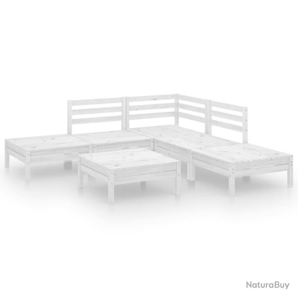 Salon de jardin meuble d'ext�rieur ensemble de mobilier 6 pi�ces bois de pin massif blanc 02_0017006