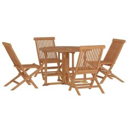Mobilier &agrave; d&icirc;ner d'ext&eacute;rieur pliable 5 pi&egrave;ces bois solide de teck 02_0014715