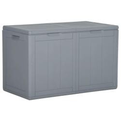 Coffre bo&icirc;te meuble de jardin rangement 180 litres gris PP rotin 02_0013015