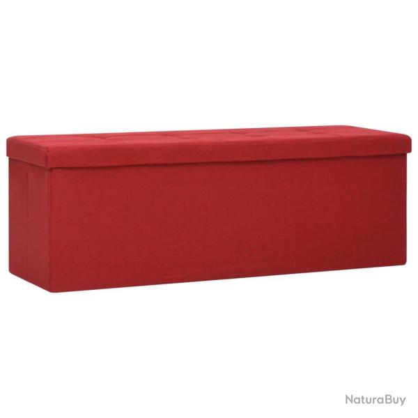 Banc banquette de rangement pliable 110 x 38 x 38 cm rouge bordeaux faux lin 02_0010896