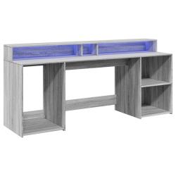 Bureau table poste de travail meuble d'ordinateur informatique &eacute;tude et lumi&egrave;res LED sonoma 200 x 5