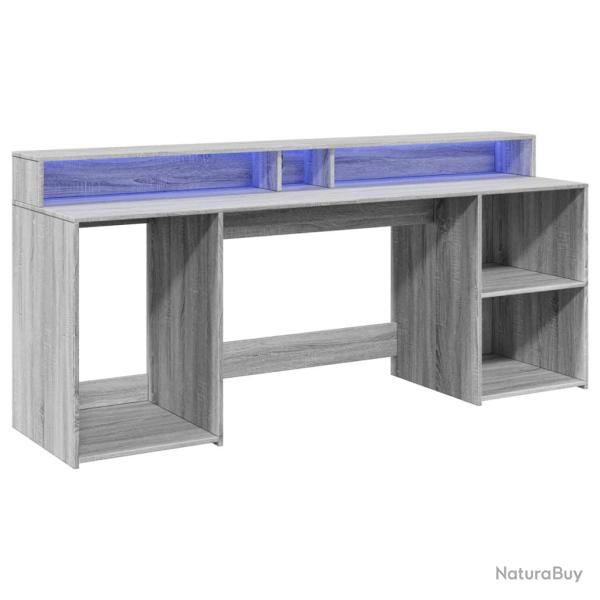 Bureau table poste de travail meuble d'ordinateur informatique �tude et lumi�res LED sonoma 200 x 5