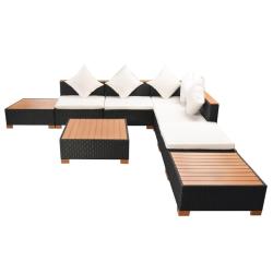 Salon de jardin meuble d'ext&eacute;rieur ensemble de mobilier 8 pi&egrave;ces avec coussins r&eacute;sine tress&eacute;e noir