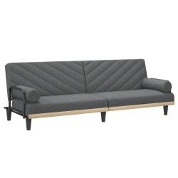Canap&eacute;-lit avec accoudoirs 205 x 89 x 70 cm tissu gris fonc&eacute; 02_0019842