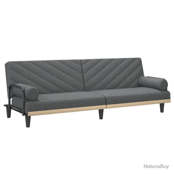 Canap�-lit avec accoudoirs 205 x 89 x 70 cm tissu gris fonc� 02_0019842