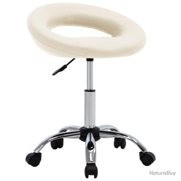 Chaise de bureau fauteuil si�ge de travail roulante similicuir cr�me 02_0024076
