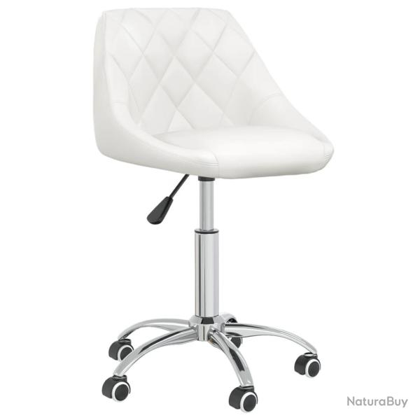 Chaise fauteuil si�ge pivotante de bureau informatique �tude similicuir blanc 02_0024085