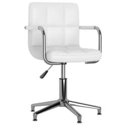 Chaise fauteuil si&egrave;ge de bureau informatique &eacute;tude pivotante similicuir blanc 02_0024049
