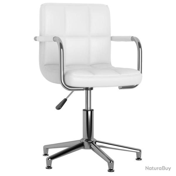 Chaise fauteuil si�ge de bureau informatique �tude pivotante similicuir blanc 02_0024049