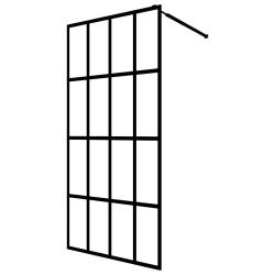 &Eacute;cran de douche verre tremp&eacute; transparent 140 x 195 cm acier inoxydable noir 02_0003084