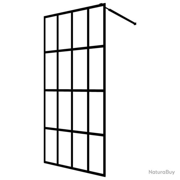 �cran de douche verre tremp� transparent 140 x 195 cm acier inoxydable noir 02_0003084