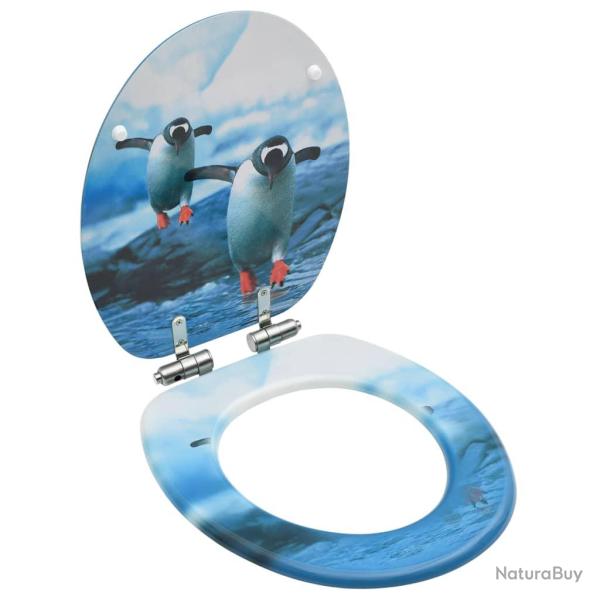 Si�ge abattant WC avec couvercle � fermeture en douceur MDF Pingouin 02_0002937