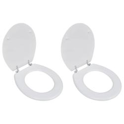 Lot de deux si&egrave;ges abattants WC avec couvercles MDF blanc 02_0002944