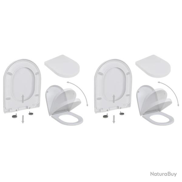 Lot de deux abattant WC avec frein de chute fermeture en douceur plastique blanc 02_0002958
