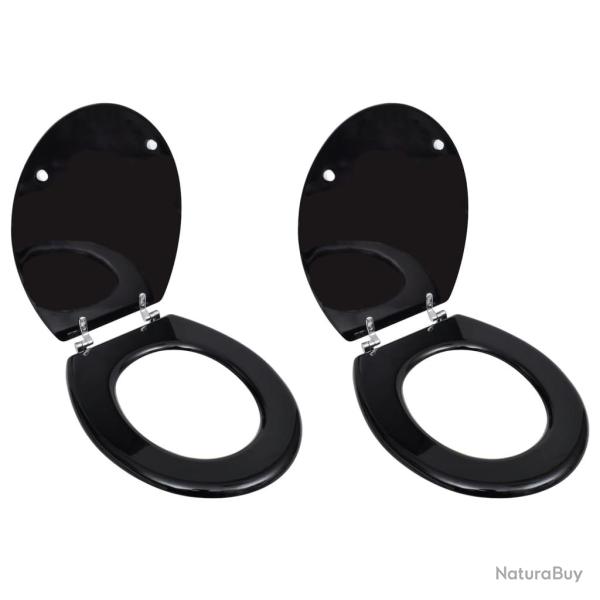 Lot de deux si�ges abattants WC avec couvercles MDF Noir 02_0002945