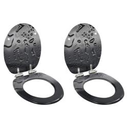Lot de deux si&egrave;ges WC abattant lunette cuvette si&egrave;ge de toilette salle de bains maison int&eacute;rieur sa