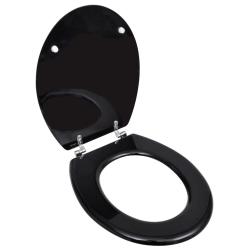 Si&egrave;ge de toilette abattant avec couvercle WC si&egrave;ge de toilette lunettes WC cuvette standard MDF noi