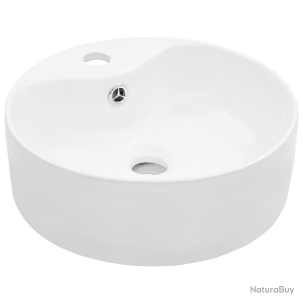 Lavabo salle de bain diam�tre 36 cm avec trop-plein c�ramique blanc 02_0002620