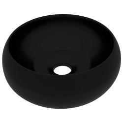 Lavabo vasque salle de bain rond de luxe diam&egrave;tre 40 cm c&eacute;ramique noir mat 02_0002750