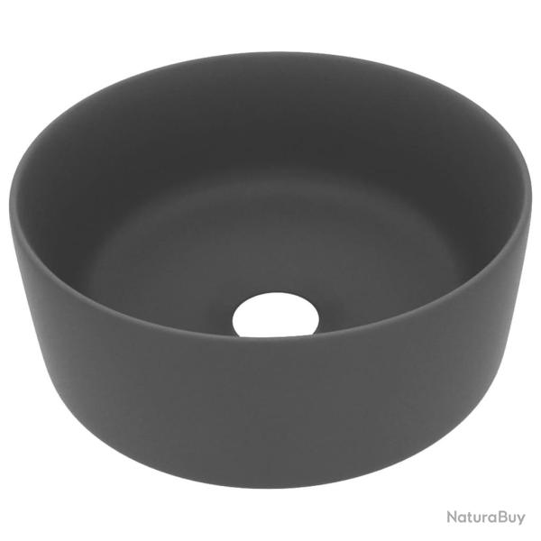 Lavabo vasque salle de bain rond de luxe 40x15 cm c�ramique gris fonc� mat 02_0002758