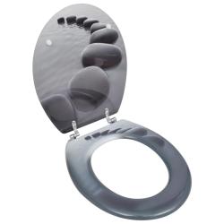 Si&egrave;ge de toilette abattant avec couvercle MDF motif pierres 02_0002881