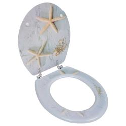 Si&egrave;ge de toilette avec couvercle MDF &eacute;toile de mer 02_0002882