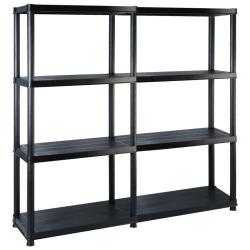 &Eacute;tag&egrave;re de rangement biblioth&egrave;que &agrave; 4 niveaux 130 cm plastique noir 02_0000645