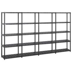 &Eacute;tag&egrave;re de rangement biblioth&egrave;que &agrave; 5 niveaux 170 cm plastique noir 02_0000651