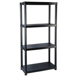 &Eacute;tag&egrave;re de rangement biblioth&egrave;que &agrave; 4 niveaux 130 cm plastique noir 02_0000648