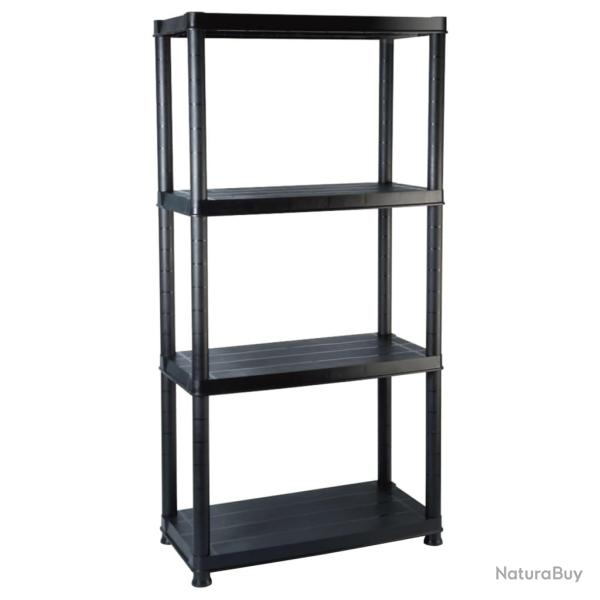 �tag�re de rangement biblioth�que � 4 niveaux 130 cm plastique noir 02_0000648