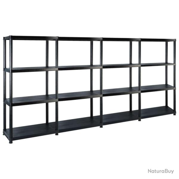�tag�re de rangement biblioth�que � 4 niveaux 130 cm plastique noir 02_0000647