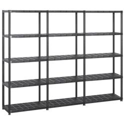 &Eacute;tag&egrave;re de rangement biblioth&egrave;que &agrave; 5 niveaux 170 cm plastique noir 02_0000650