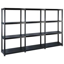 &Eacute;tag&egrave;re de rangement biblioth&egrave;que 4 niveaux 130 cm plastique noir 02_0000646