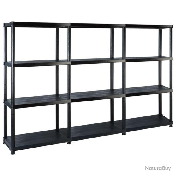 �tag�re de rangement biblioth�que 4 niveaux 130 cm plastique noir 02_0000646