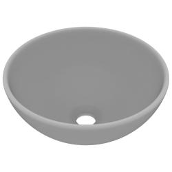 Lavabo vasque rond de luxe de salle bain diam&egrave;tre 32,5 cm c&eacute;ramique gris clair mat 02_0002713