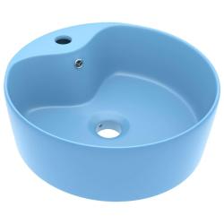 Lavabo de luxe avec trop-plein 36 x 13 cm c&eacute;ramique bleu clair mat 02_0002775