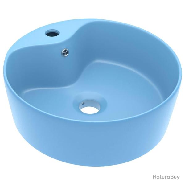 Lavabo de luxe avec trop-plein 36 x 13 cm c�ramique bleu clair mat 02_0002775