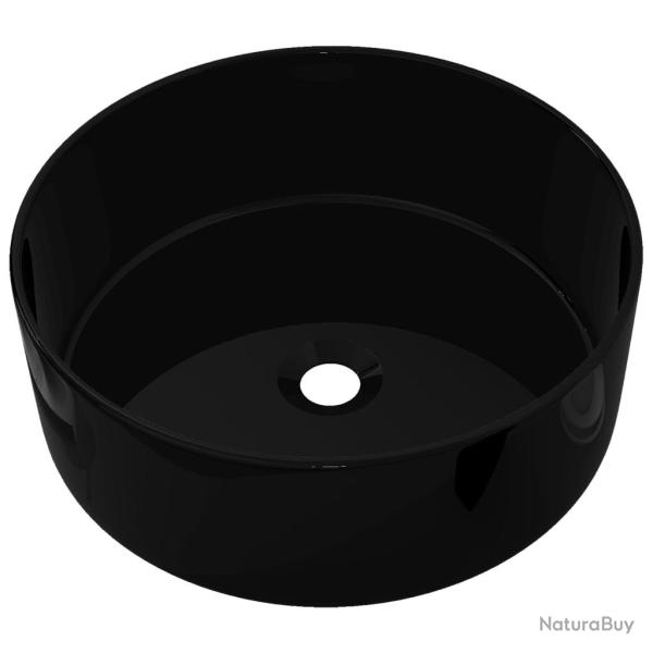 Lavabo rond 40x15 cm vasque �vier salle de bain toilette c�ramique noir 02_0002541