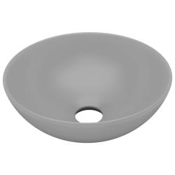 Lavabo vasque salle de bain rond diam&egrave;tre 28 cm c&eacute;ramique gris clair 02_0002724