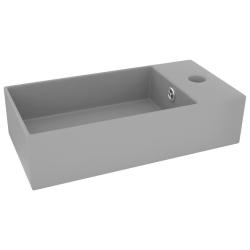 Lavabo de salle de bain avec trop-plein c&eacute;ramique 48 x 25 cm gris clair 02_0002735